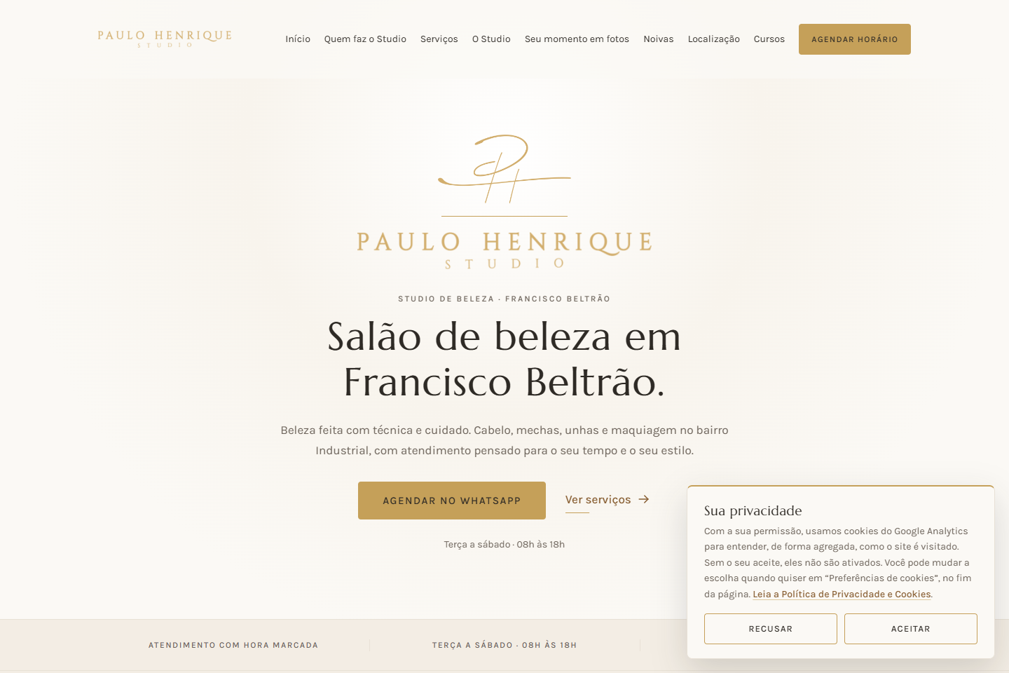 Vista da página publicada de Studio Paulo Henrique